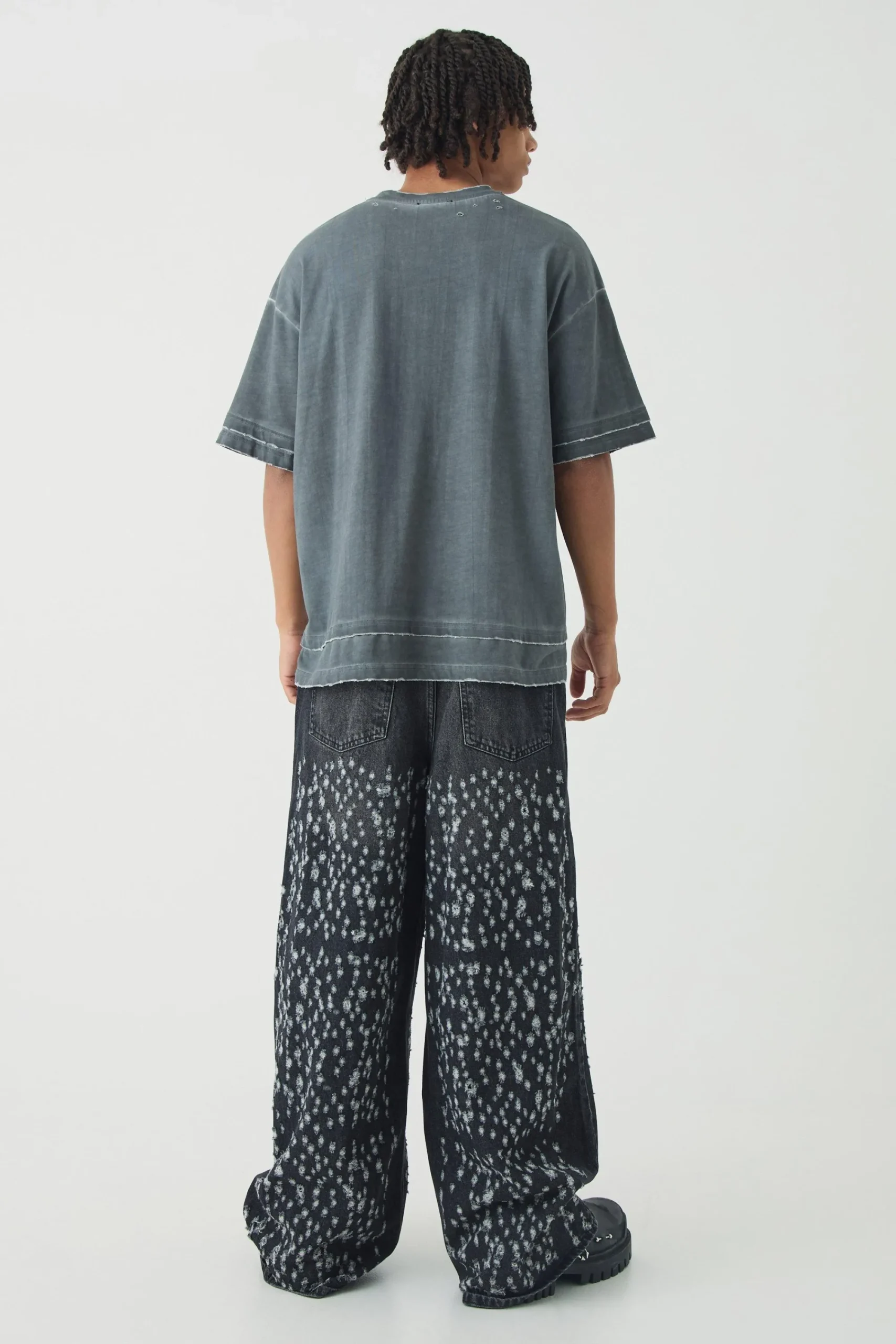 boohooMAN Extreme Baggy Rigid All Over Distressed Jeans | UK| Jeans