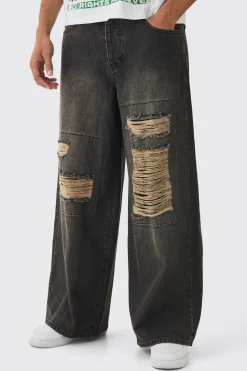 boohooMAN Extreme Baggy Rigid Box Ripped Jeans | UK| Trousers|Jeans