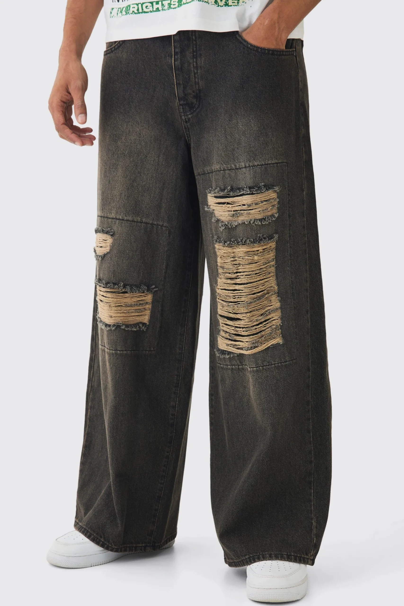 boohooMAN Extreme Baggy Rigid Box Ripped Jeans | UK| Trousers|Jeans