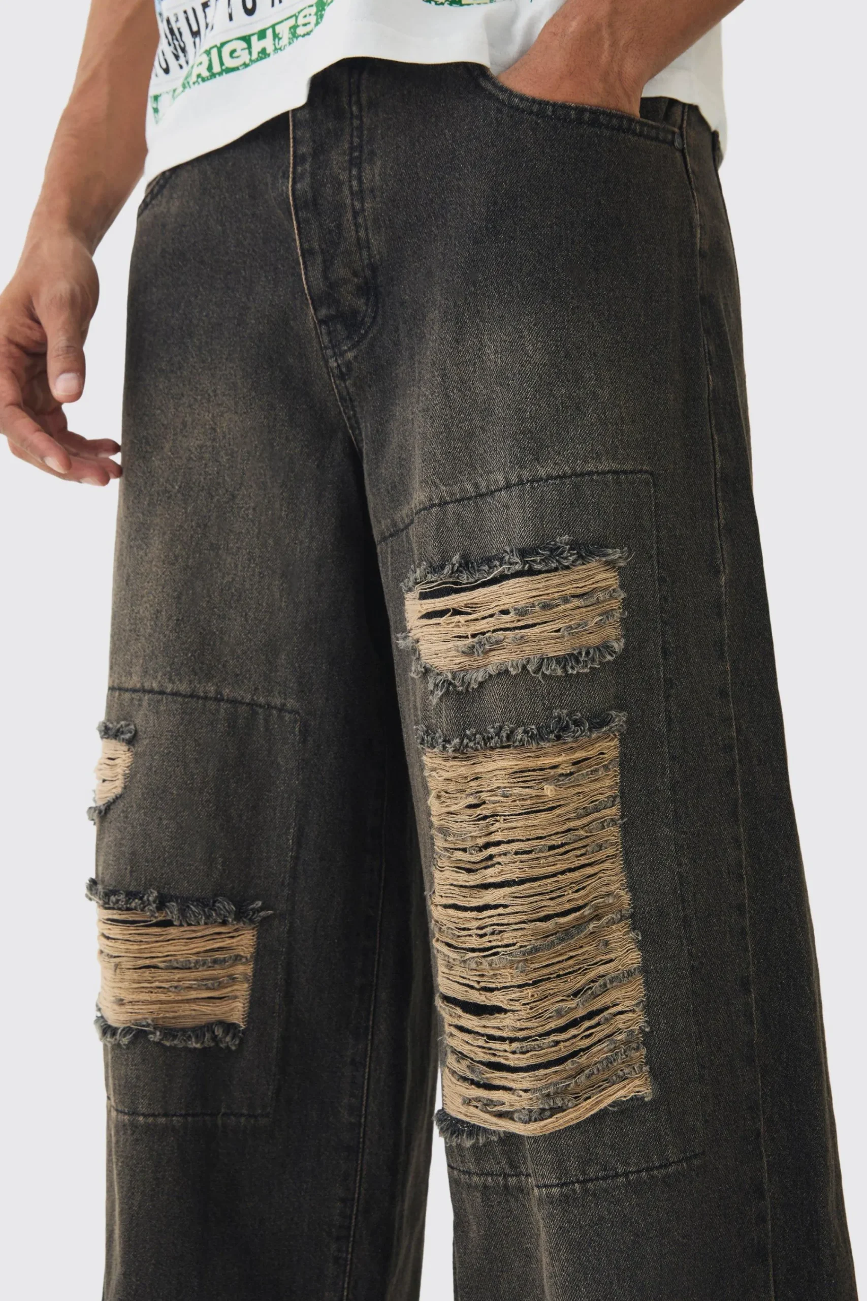 boohooMAN Extreme Baggy Rigid Box Ripped Jeans | UK| Trousers|Jeans