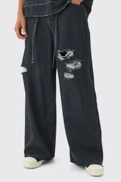 boohooMAN Extreme Baggy Rigid Ripped Jeans With Belt Detail | UK| Trousers|Jeans