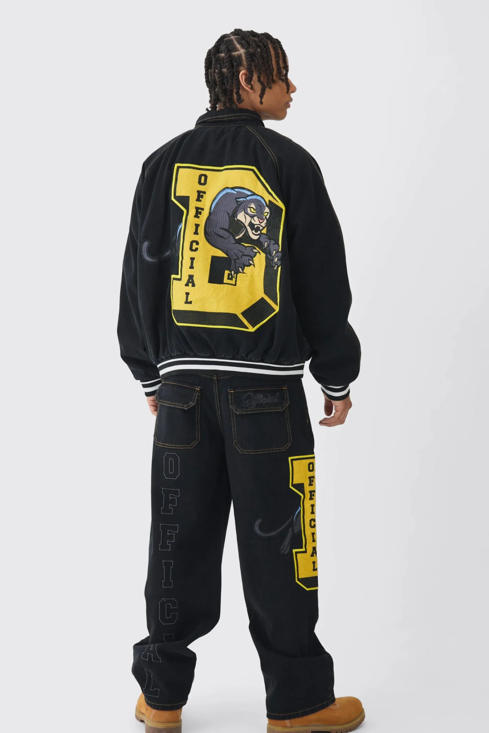 boohooMAN Extreme Baggy Rigid Varsity Applique Jeans | UK| Jeans