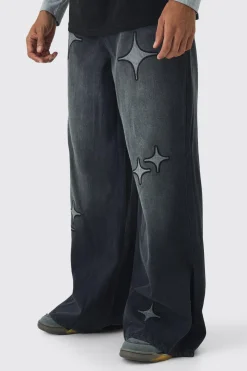 boohooMAN Extreme Baggy Star Applique Jeans | UK| Trousers|Jeans