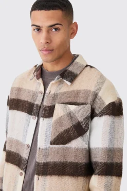 boohooMAN Extreme Heavy Brushed Check Boxy Overshirt | UK| Shirts