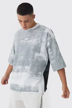 Extreme Heavyweight Oversized Heavyweight Spliced Printed T-Shirt | UK^boohooMAN Best