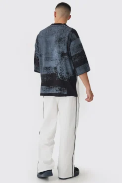 Extreme Heavyweight Oversized Heavyweight Spliced Printed T-Shirt | UK^boohooMAN Best