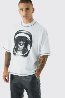Extreme Heavyweight Oversized Boxy Graphic Tab T-Shirt | UK^boohooMAN Best