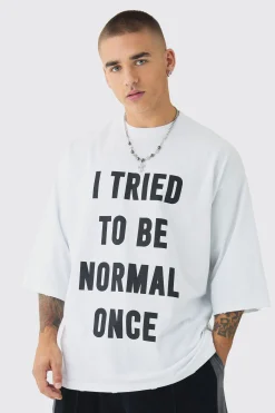 Extreme Heavyweight Oversized Slogan T-Shirt | UK^boohooMAN