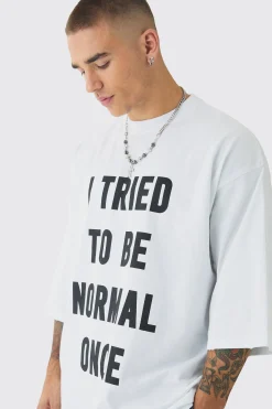 Extreme Heavyweight Oversized Slogan T-Shirt | UK^boohooMAN