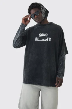 Extreme Oversized Heavyweight Washed Printed Distressed T-shirt | UK^boohooMAN Hot