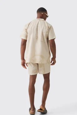 boohooMAN Face Graphic Shirt & Swim Short Set | UK| Sets & Co-Ords