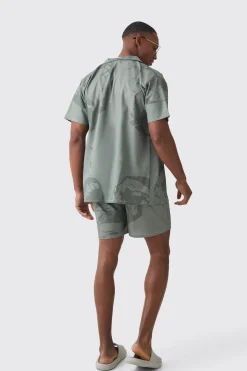 boohooMAN Face Graphic Shirt & Swim Short Set | UK| Sets & Co-Ords