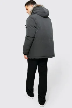 boohooMAN Faux Fur Hooded Arctic Parka | UK| Coats & Jackets