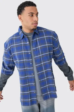 boohooMAN Faux Layer Jersey Boxy Check Overshirt | UK| Shirts