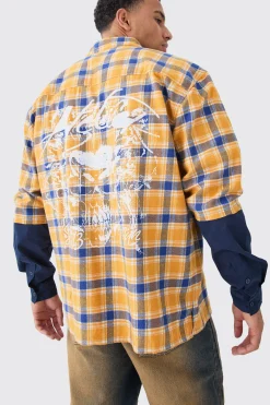 boohooMAN Faux Layer Jersey Boxy Check Overshirt | UK| Shirts