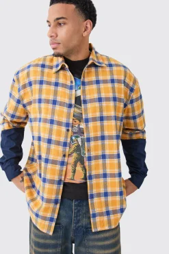 boohooMAN Faux Layer Jersey Boxy Check Overshirt | UK| Shirts