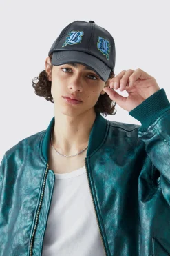 boohooMAN Faux Leather Badge Trucker Cap | UK| Hats & Caps