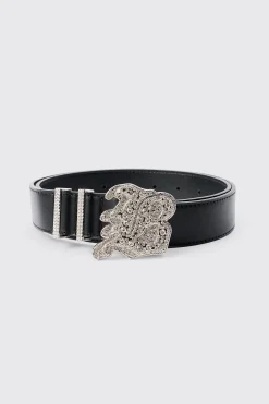 boohooMAN Faux Leather Belt With B Branded Buckle In | UK| Belts