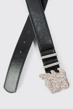 boohooMAN Faux Leather Belt With B Branded Buckle In | UK| Belts