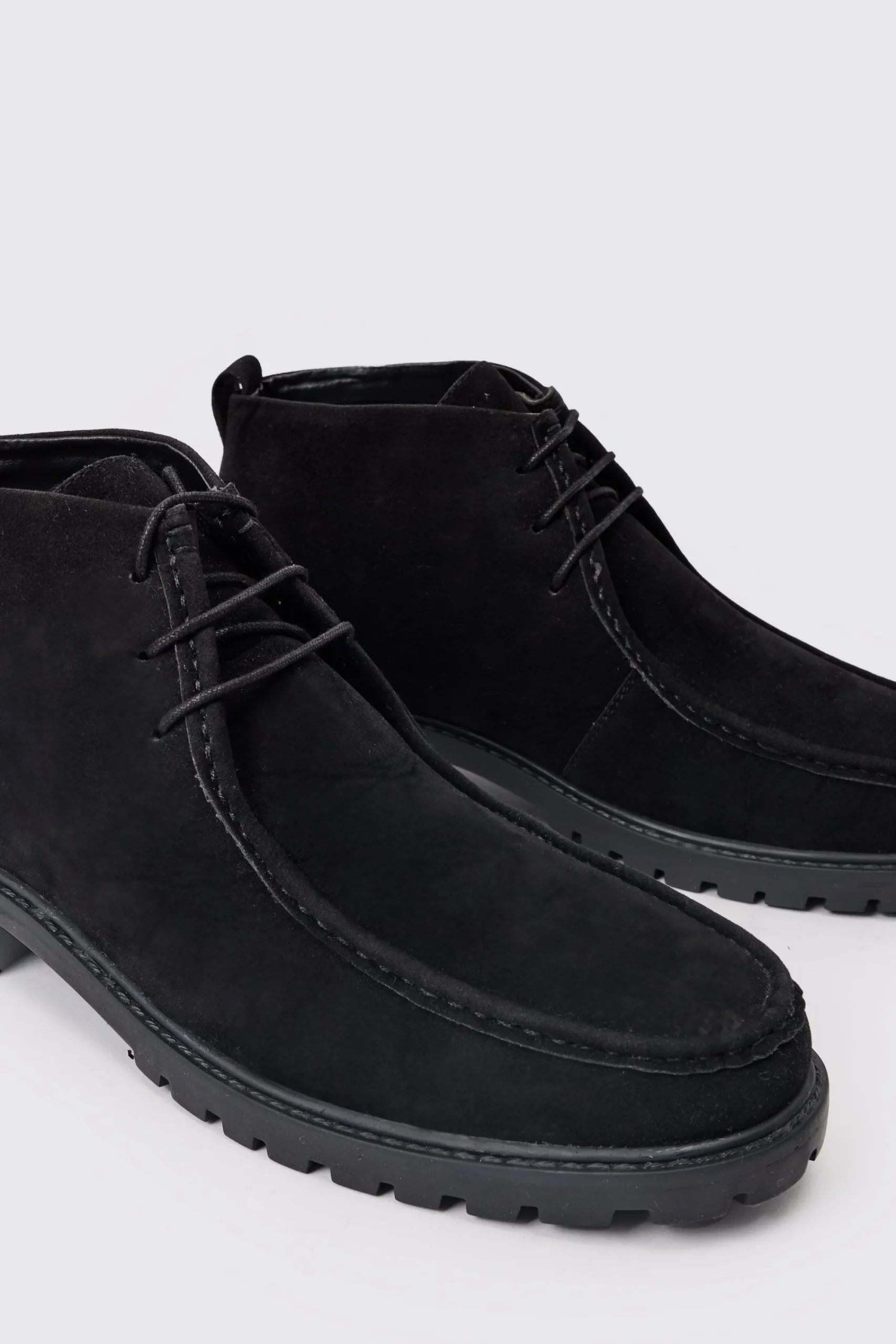 boohooMAN Faux Suede Apron Front Boots In | UK| Boots