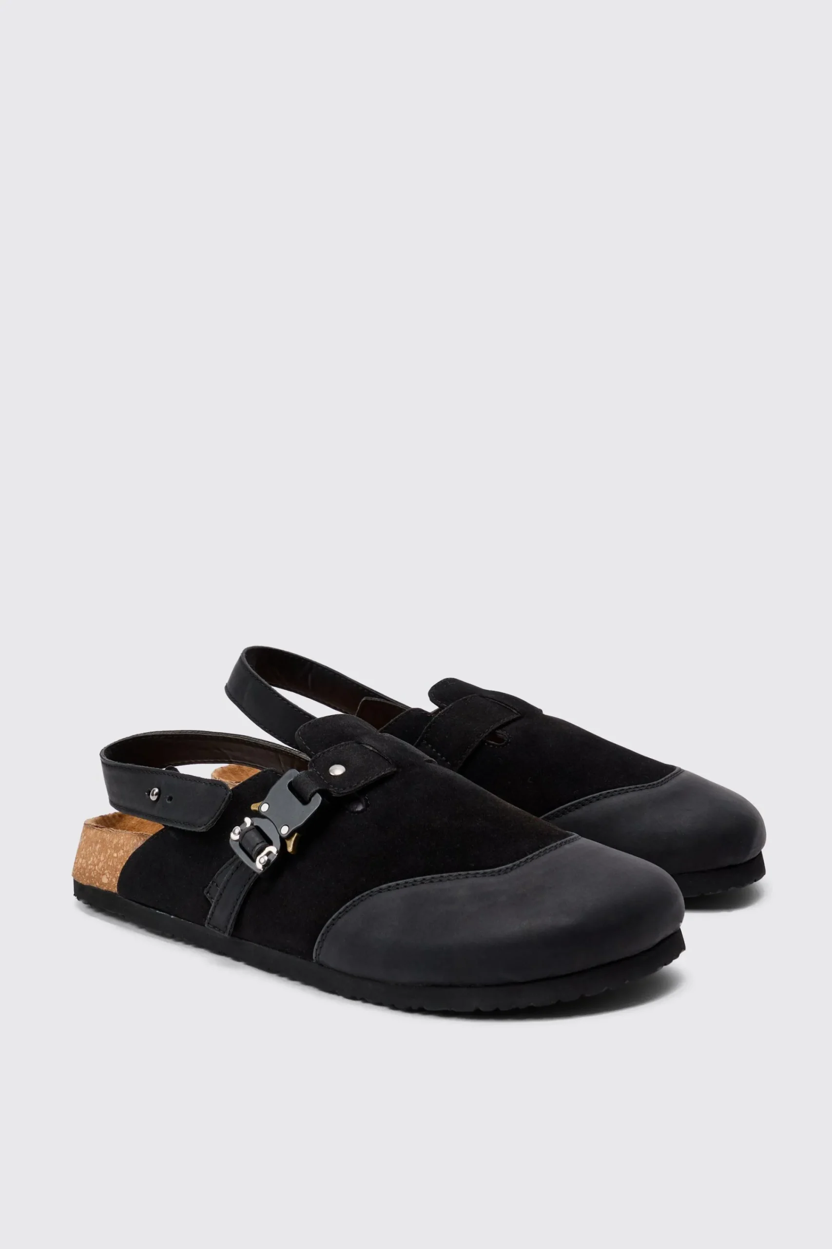 boohooMAN Faux Suede Buckle Detail Mule In | UK| Sliders & Slippers