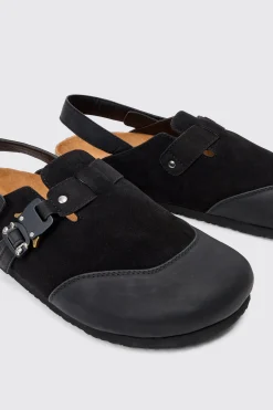 boohooMAN Faux Suede Buckle Detail Mule In | UK| Sliders & Slippers