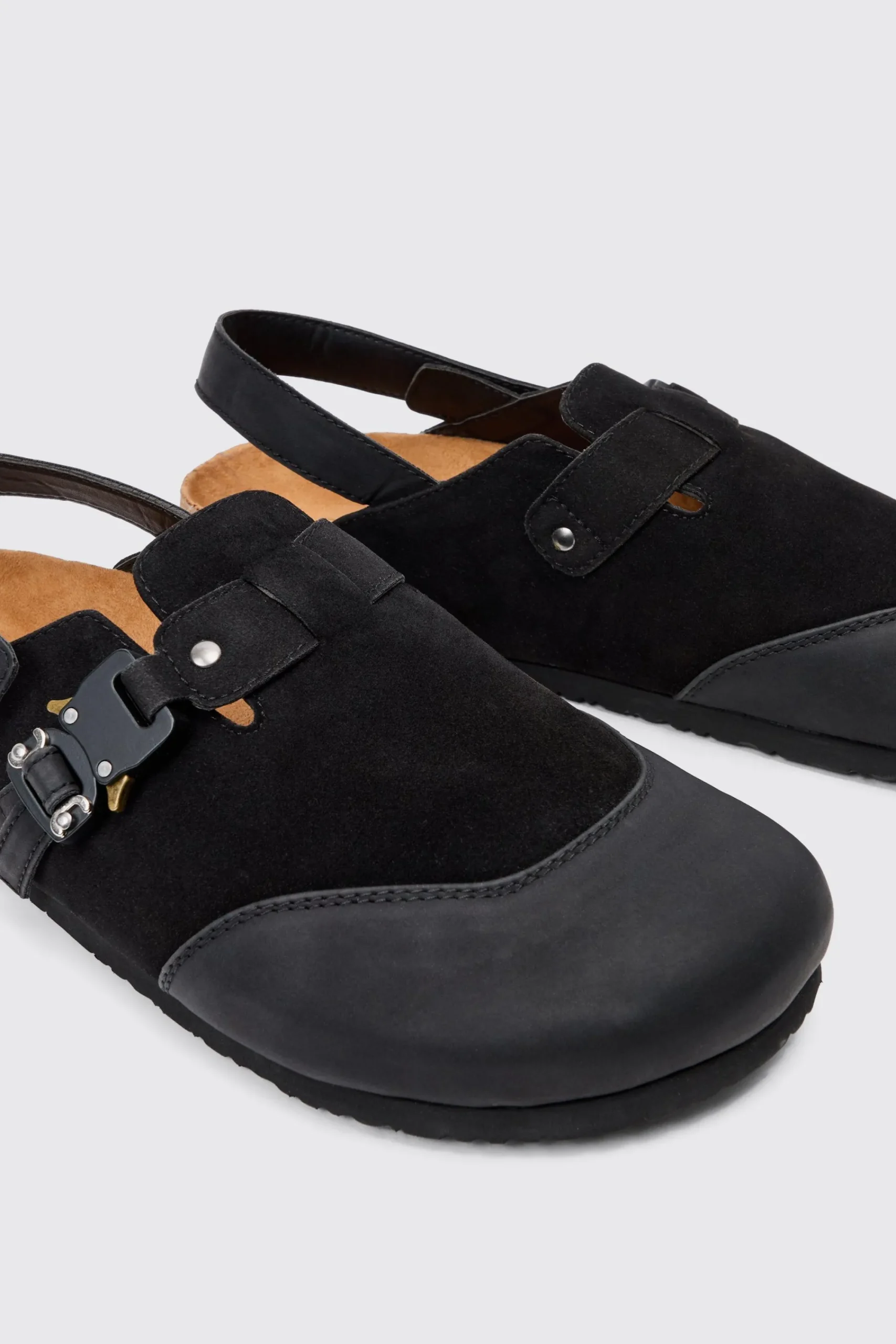 boohooMAN Faux Suede Buckle Detail Mule In | UK| Sliders & Slippers