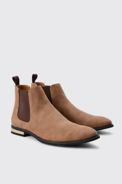 boohooMAN Faux Suede Chelsea Boot In | UK| Boots