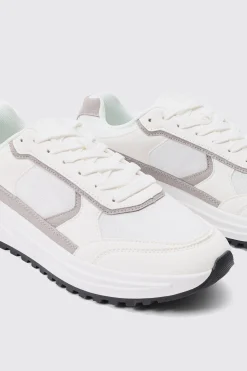 boohooMAN Faux Suede Contrast Trainer | UK| Trainers & Hi-Tops