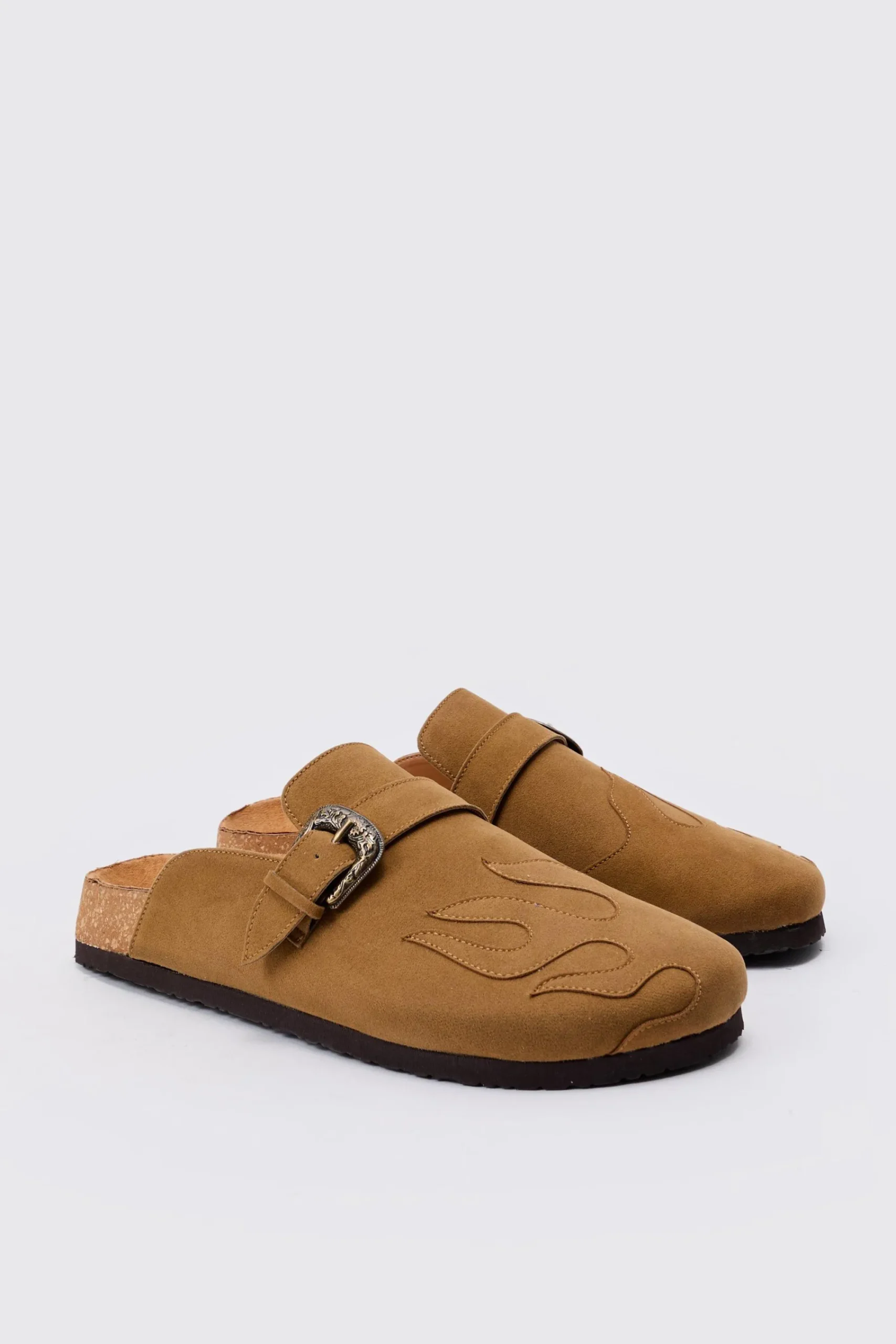 boohooMAN Faux Suede Flame Mule In | UK| Sliders & Slippers