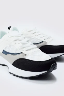 boohooMAN Faux Suede Mesh Trainer | UK| Trainers & Hi-Tops