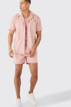 boohooMAN Faux Suede Oversized Shirt And Short Set | UK| Sets & Co-Ords