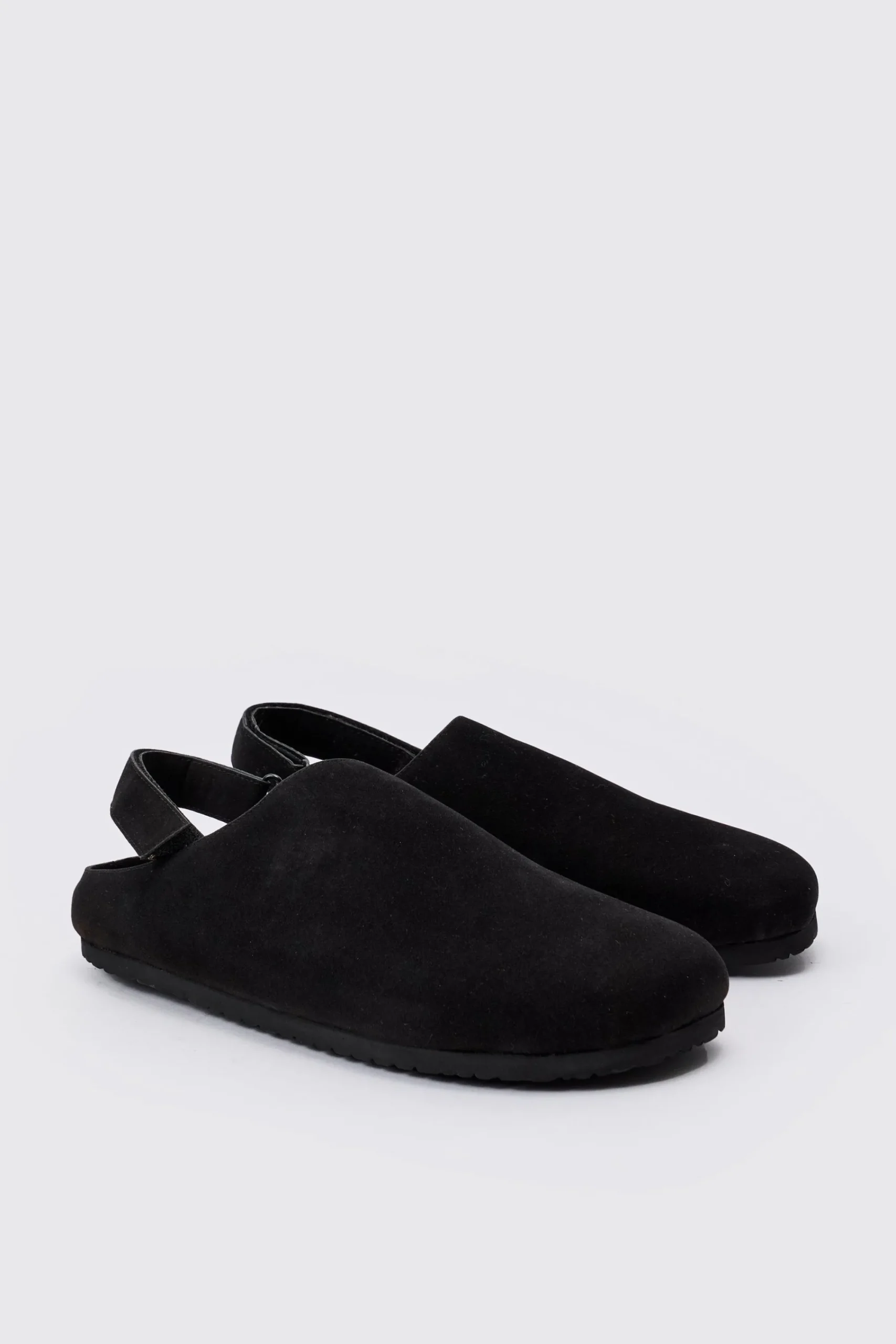 boohooMAN Faux Suede Sling Back Mule In | UK| Sliders & Slippers