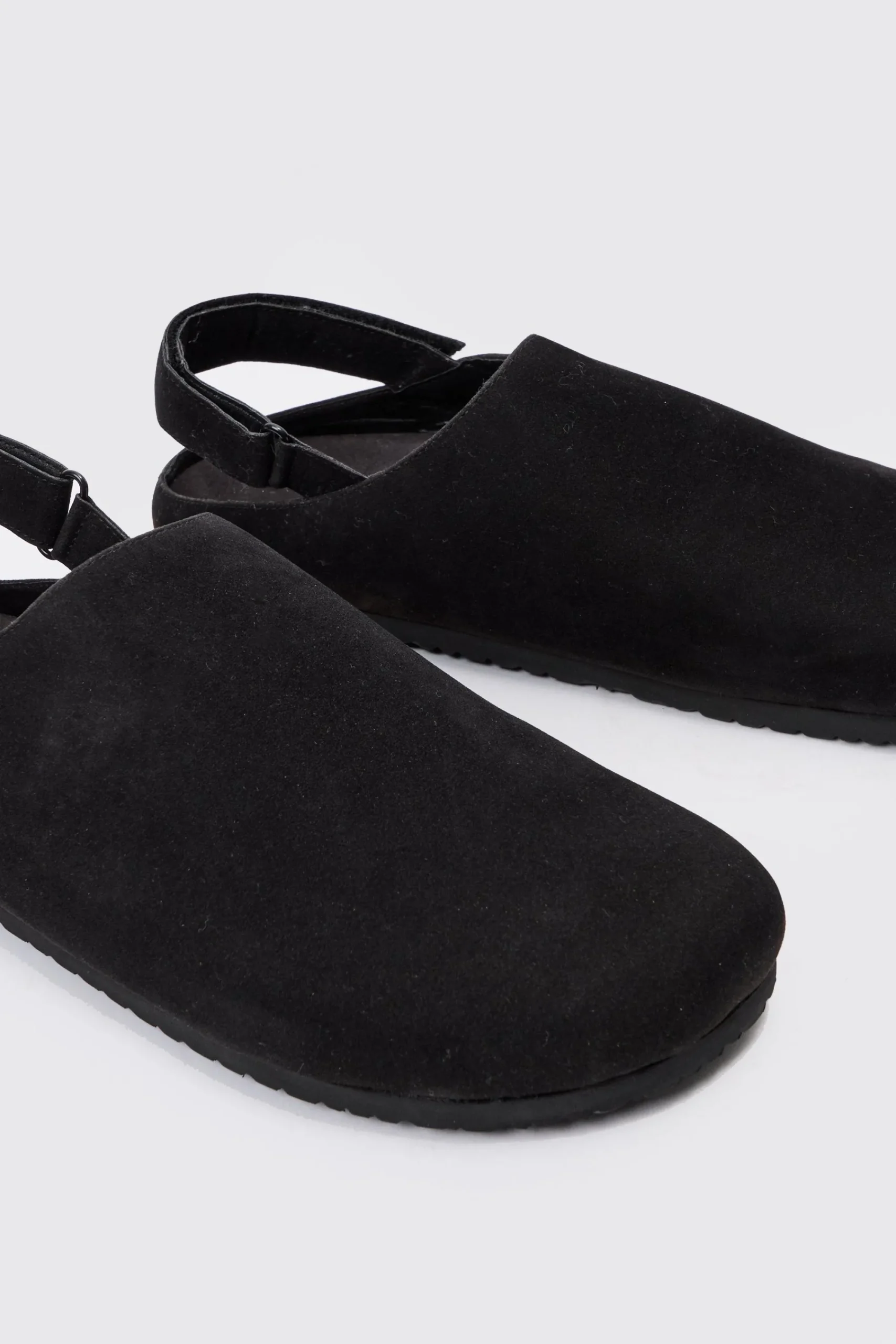 boohooMAN Faux Suede Sling Back Mule In | UK| Sliders & Slippers