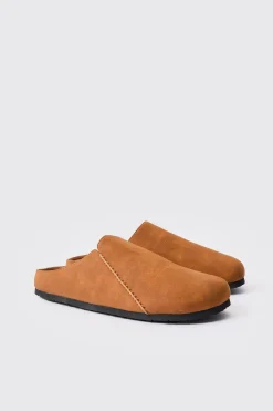 boohooMAN Faux Suede Slip On Mule In | UK| Sliders & Slippers
