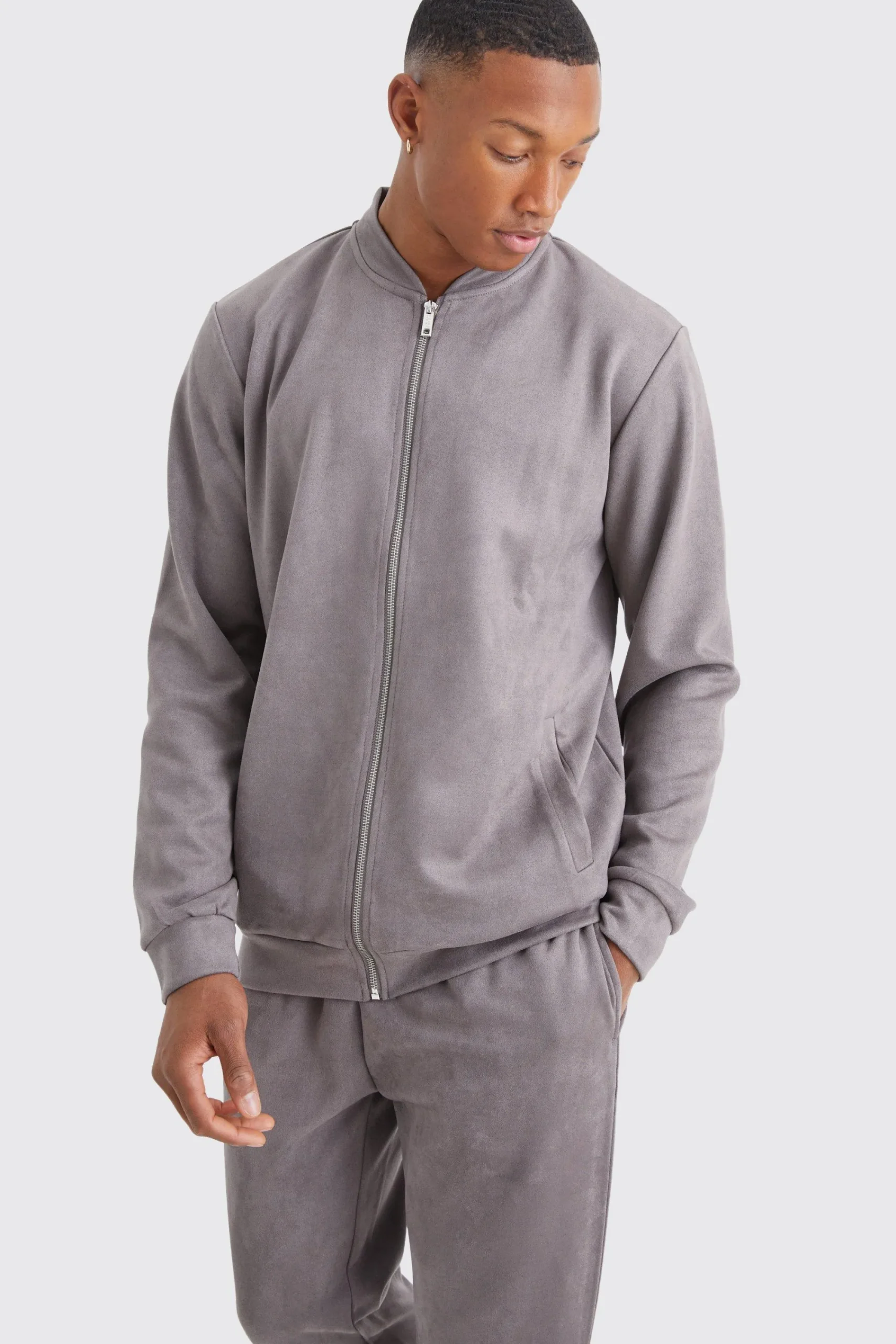 boohooMAN Faux Suede Zip Smart Bomber | UK| Coats & Jackets