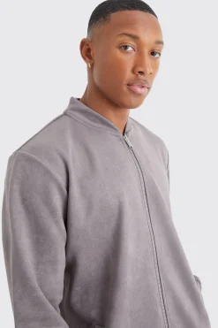 boohooMAN Faux Suede Zip Smart Bomber | UK| Coats & Jackets