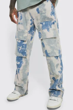 boohooMAN Fixed Relaxed Stacked Camo Cargo Trouser | UK| Trousers