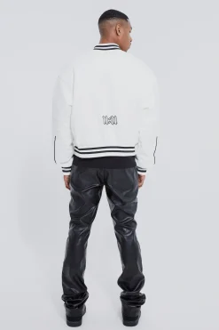 boohooMAN Fixed Skinny Stacked Applique Pu Trouser | UK| Trousers|Cargos