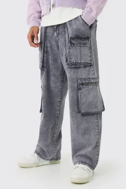 boohooMAN Fixed Waist Acid Washed Baggy Cargo Trouser | UK| Trousers|Cargos