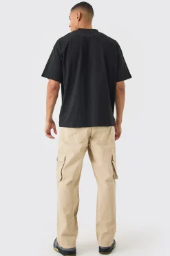 boohooMAN Fixed Waist Cargo Zip Trouser With Woven Tab | UK| Trousers|Cargos