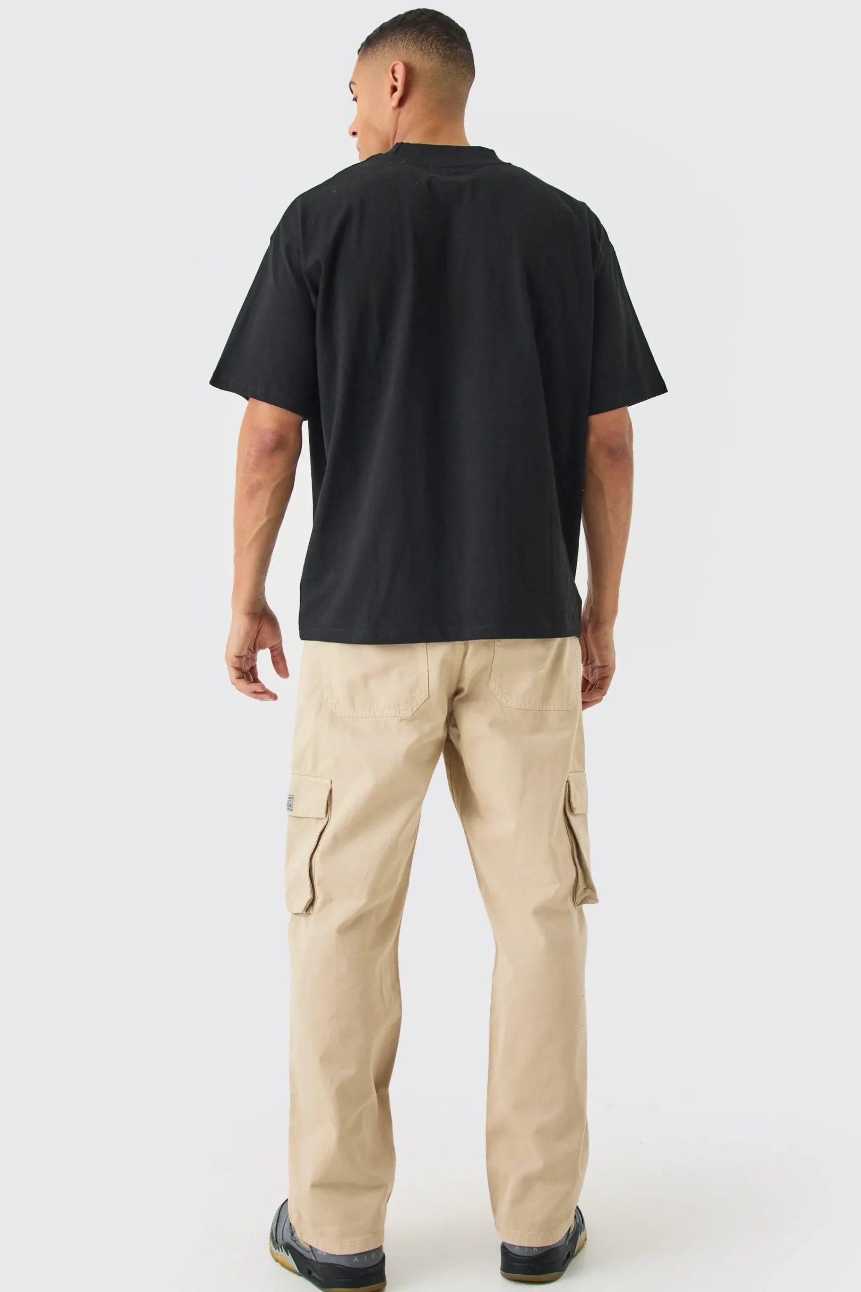 boohooMAN Fixed Waist Cargo Zip Trouser With Woven Tab | UK| Trousers|Cargos