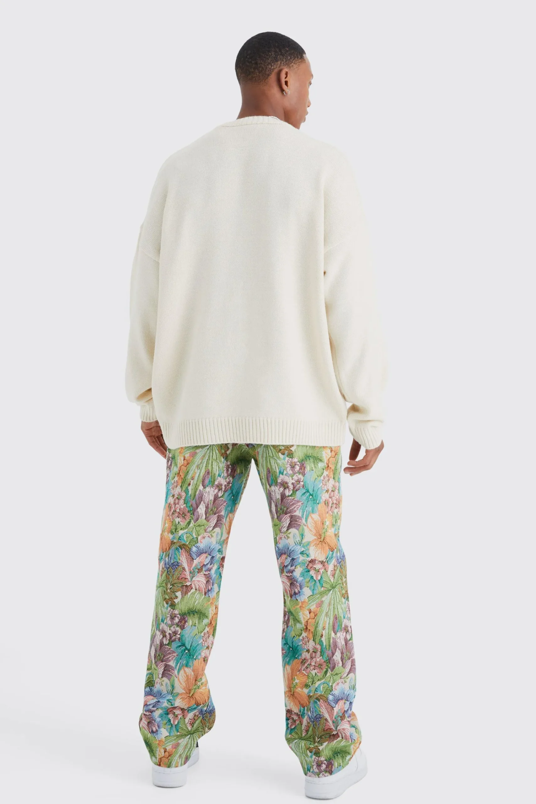 boohooMAN Fixed Waist Floral Tapestry Trouser | UK| Trousers
