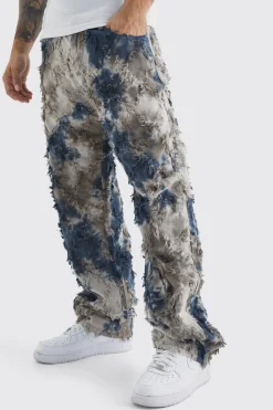 boohooMAN Fixed Waist Oil Camo Tapestry Trouser | UK| Trousers