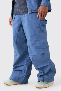 boohooMAN Fixed Waist Overdye Carpenter Parachute Trousers | UK| Trousers