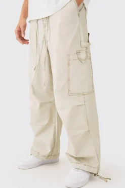 boohooMAN Fixed Waist Overdye Carpenter Parachute Trousers | UK| Trousers|Cargos