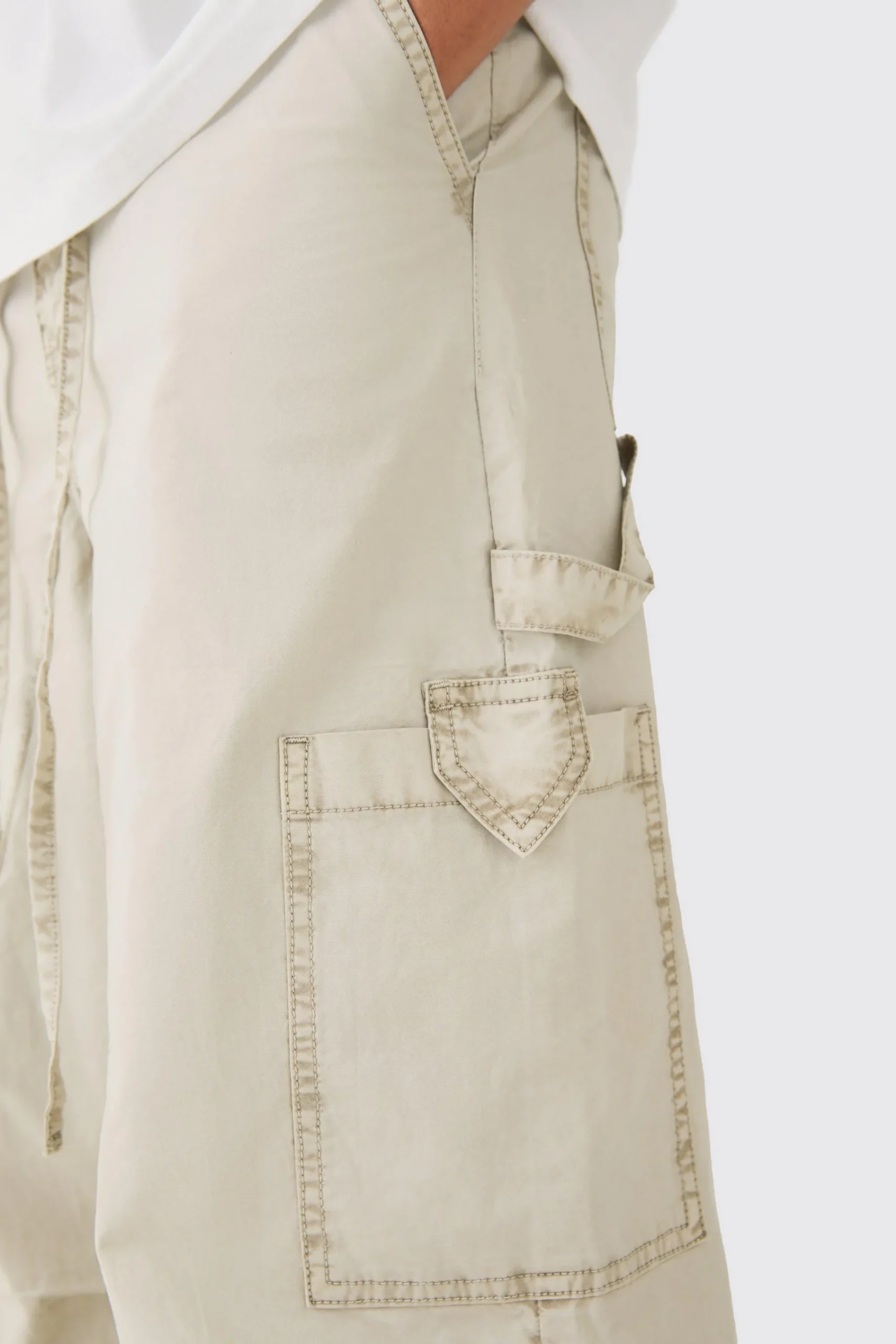 boohooMAN Fixed Waist Overdye Carpenter Parachute Trousers | UK| Trousers|Cargos