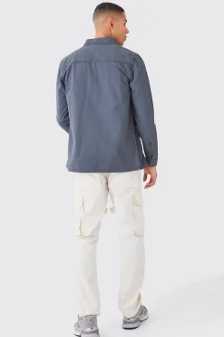 boohooMAN Fixed Waist Overdye Strap Detail Straight Leg Trousers | UK| Trousers