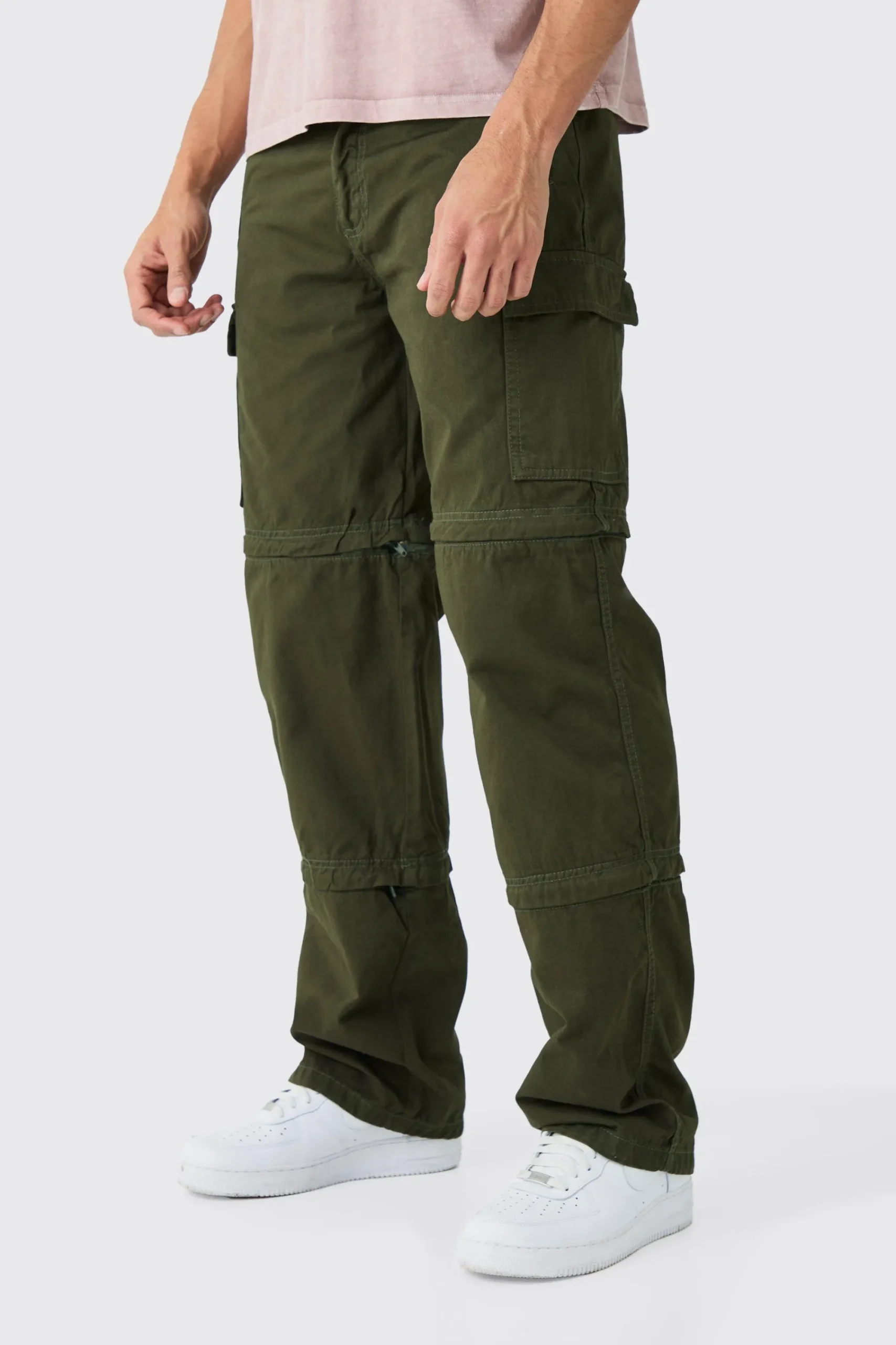 boohooMAN Fixed Waist Panel Zip Off Relaxed Trouser | UK| Trousers|Cargos