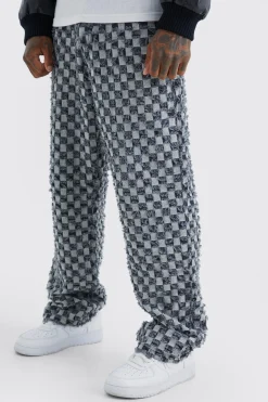 boohooMAN Fixed Waist Relaxed Checked Tapestry Trouser | UK| Trousers